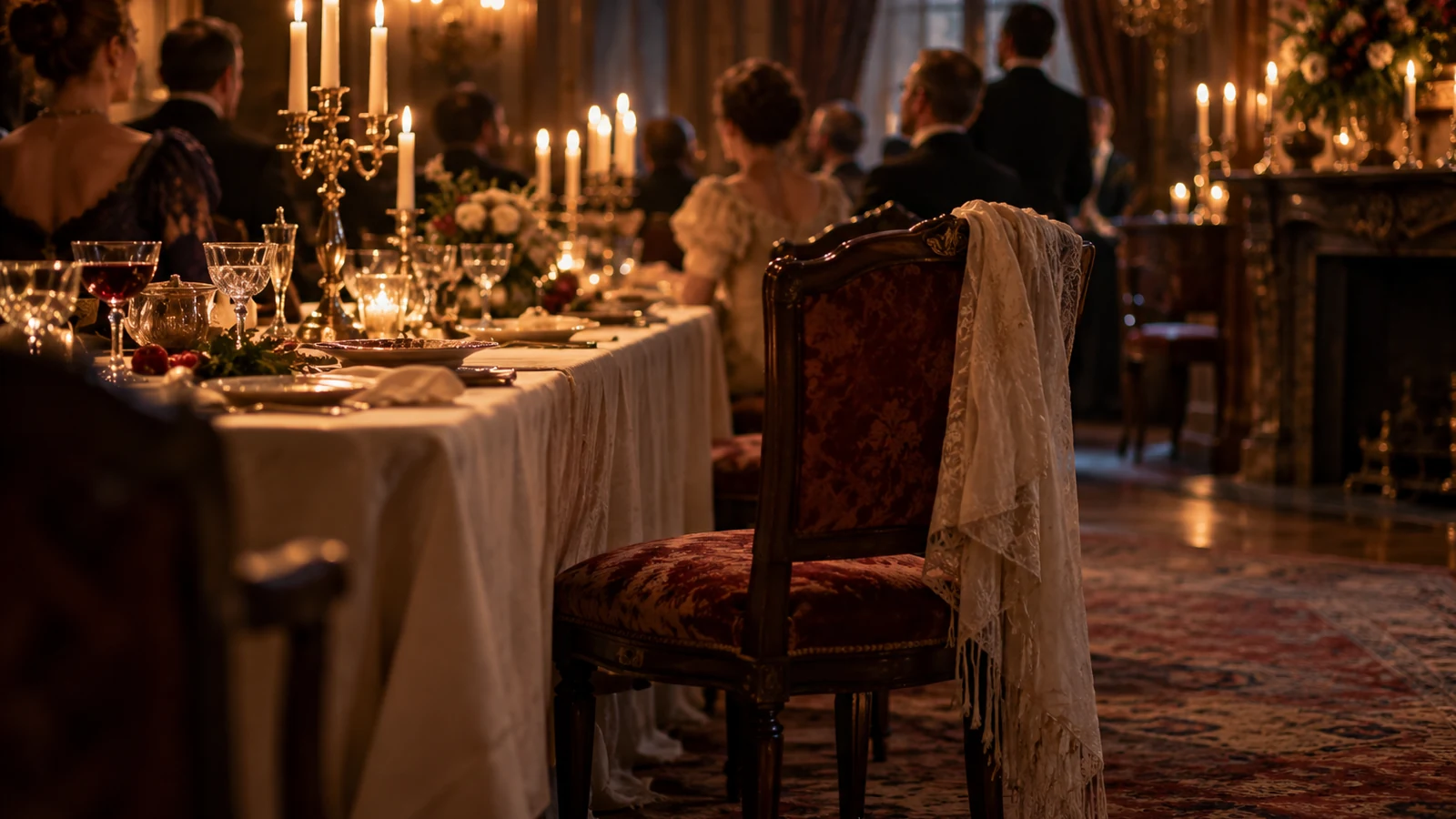 Table de dîner costumé pour organiser une murder party